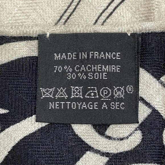 HERMES Triangle Geant - Beige Dark Navy Brown Cashmere Silk Scarf 955-072325 - Picture 6 of 6